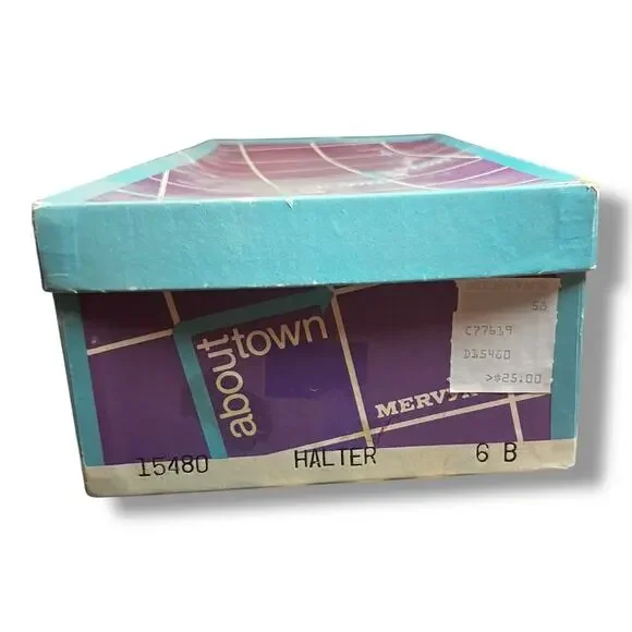 Vintage Mervyn’s ‘About Town’ Black & Gold Sandal Heels – Size 6 - Picture 10 of 11